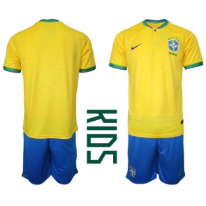 Maillot de foot Brésil Domicile enfant Monde 2022 Manches Courte (+ pantalon court)